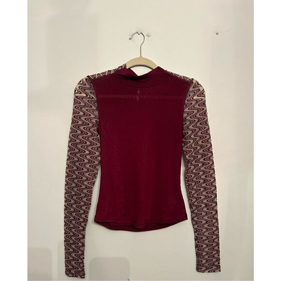 Free People Retro Contrast Sleeve Eve Top  size small - Picture 7 of 7